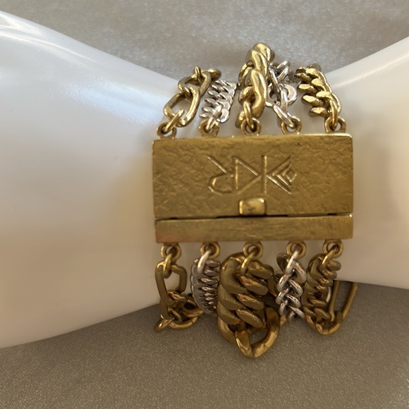 Silpada KR Tough Luxe Multi Chain Bracelet Brass & Silver with Box Clasp - Picture 4 of 4